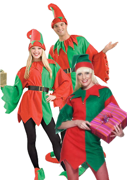 Santa Costumes - Santas Elves In Png (444x634), Png Download