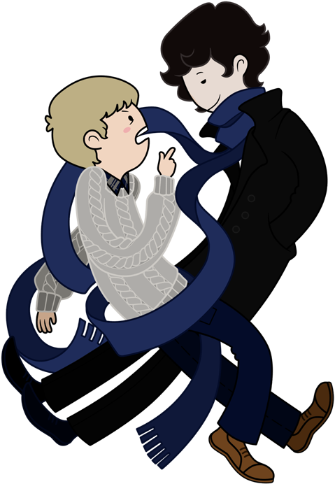 Bbc's Sherlock & Watsondrawn Adventure Time Style [x-post - Sherlock And Watson Drawing (600x752), Png Download