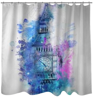 Colorful Watercolor Of Big Ben , London Shower Curtain - Rencontre Magique À Hyde Park - Livre (400x400), Png Download