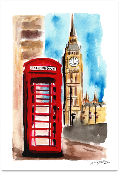 Poster Big Ben Aquarela De Nayara Oliveirana - Big Ben (800x800), Png Download