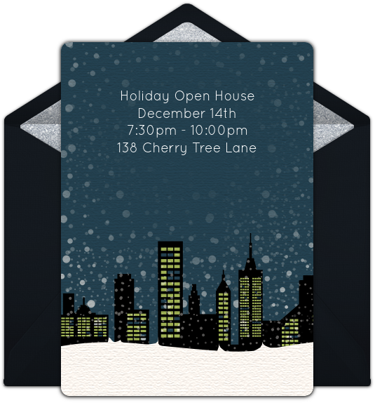 Winter Cityscape Online Invitation - Party (650x650), Png Download