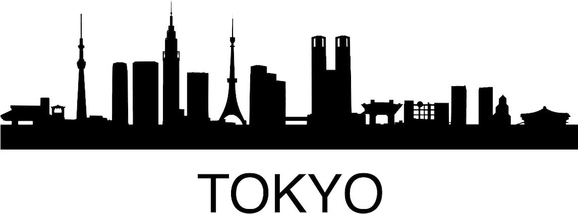 Tokyo Png Pic - Tokyo Skyline Black And White (1145x481), Png Download