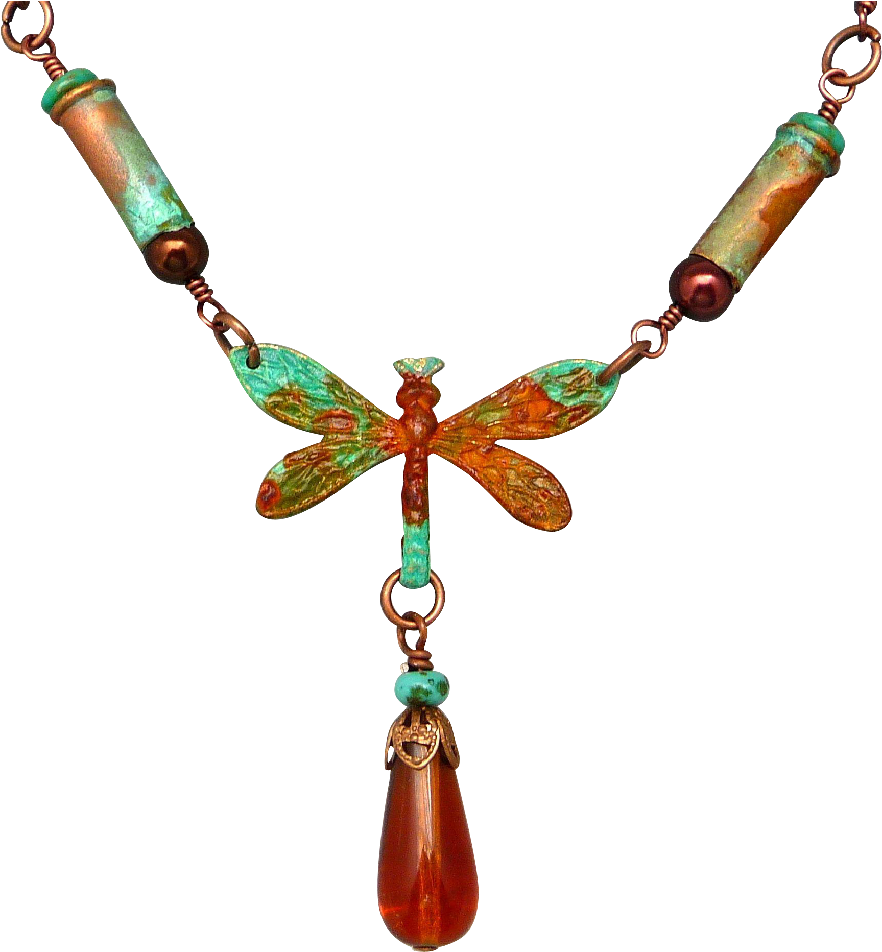 Rustic Patina Dragonfly Bullet Shell Necklace - Necklace (1863x1863), Png Download
