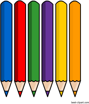 Six Color Pencils, Free Clipart Image - Six Pencils Clipart (450x450), Png Download