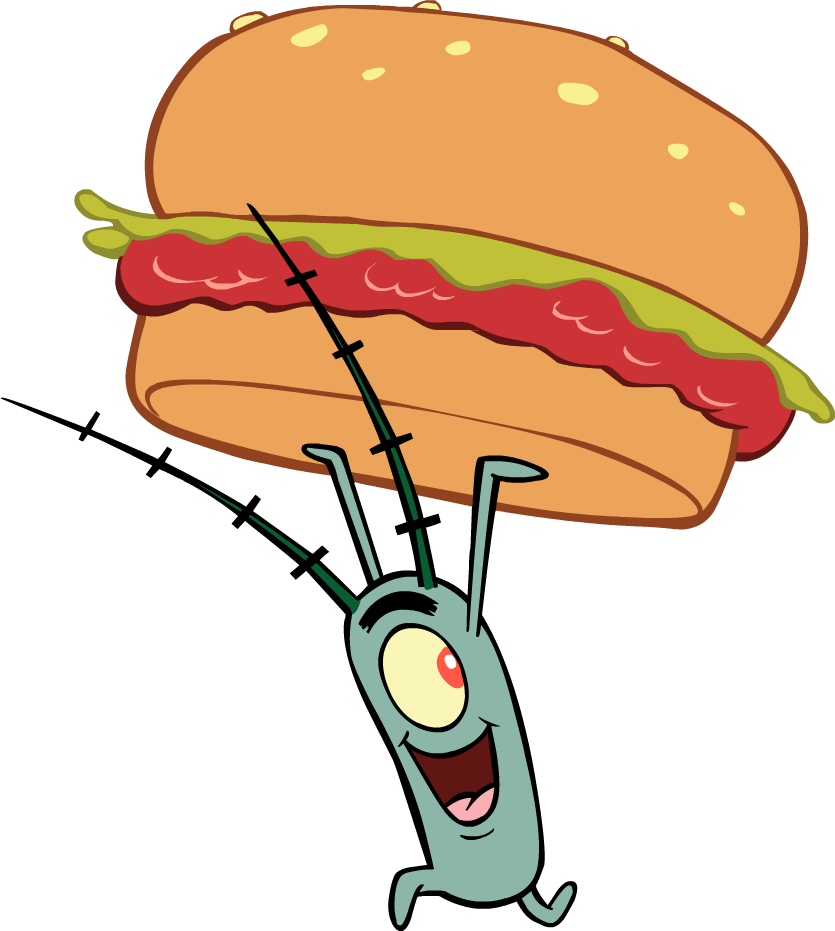 Krabby Patty Png - Plankton Spongebob With Krabby Patty (835x931), Png Download