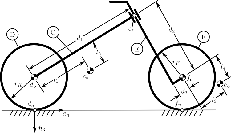 Images/bicycle-geometry1 - Wheel Equation Of Motion (750x435), Png Download