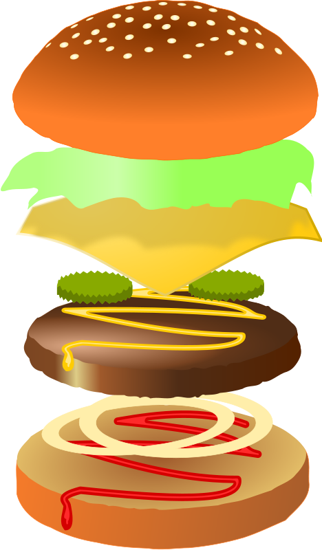 Hamburger Clipart - Making A Burger Clip Art (468x800), Png Download