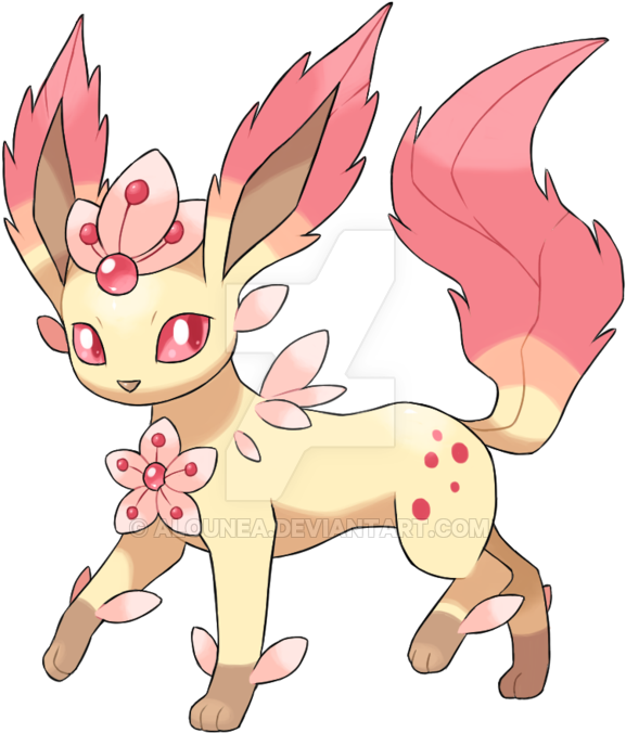 Leafeon Cherry Blossom (600x685), Png Download