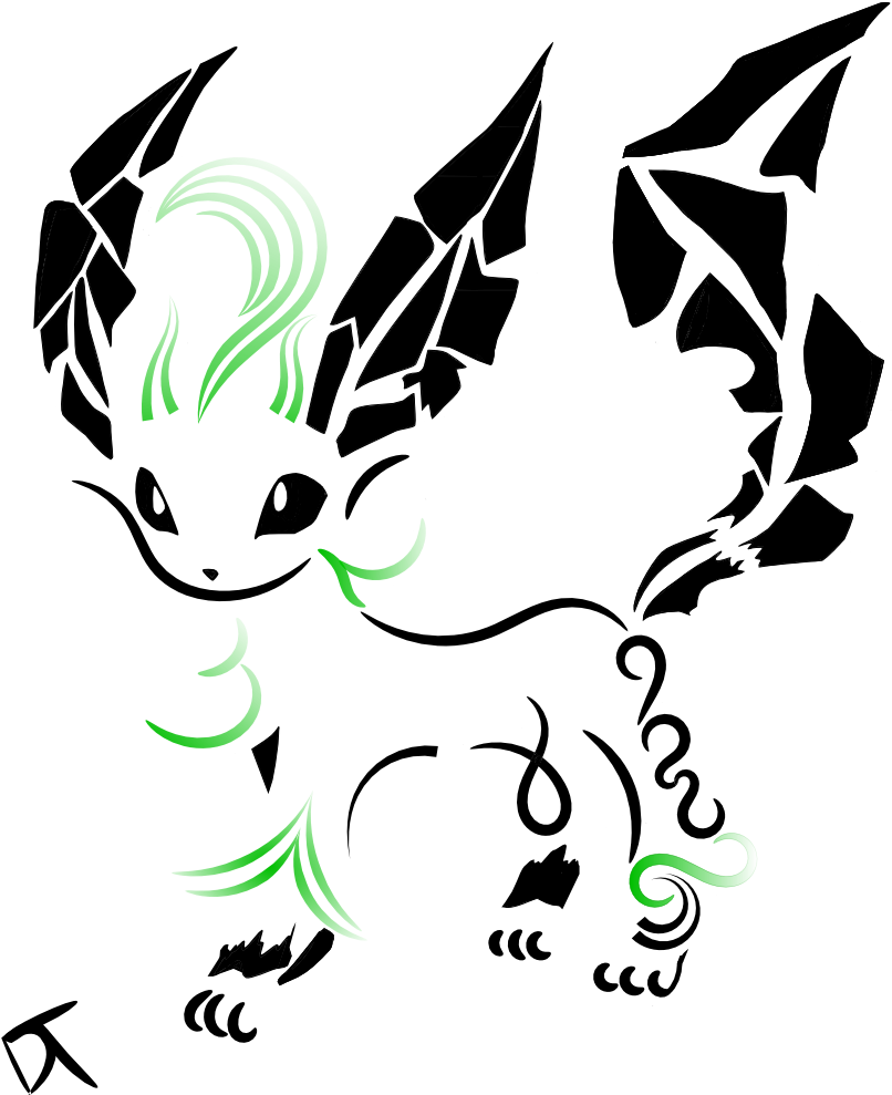 Tribal Leafeon By Shadowy-skies - Arcanine (850x1052), Png Download