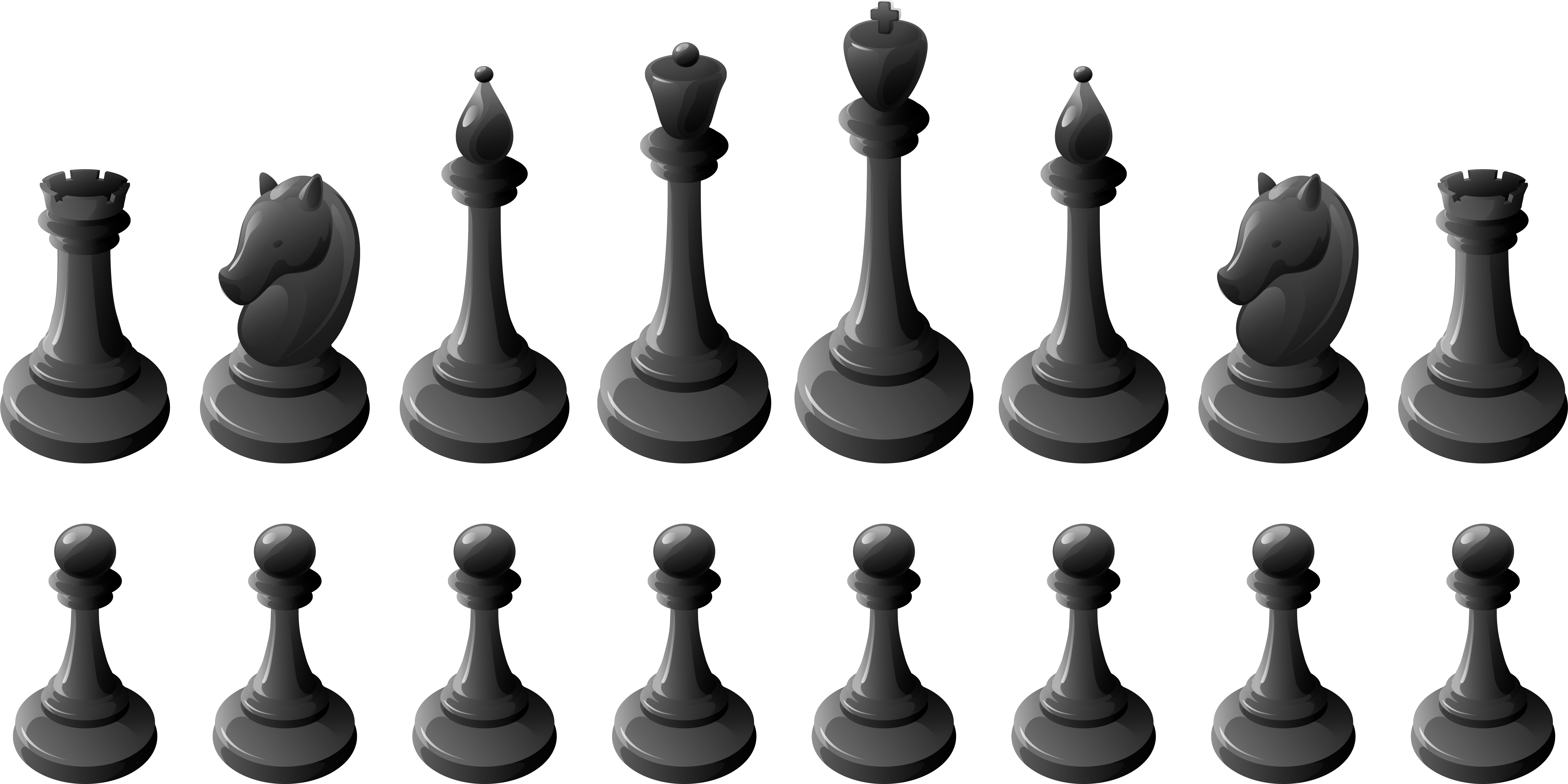 Black Chess Pieces Png Clipart - Black Chess Pieces Png (7160x3723), Png Download