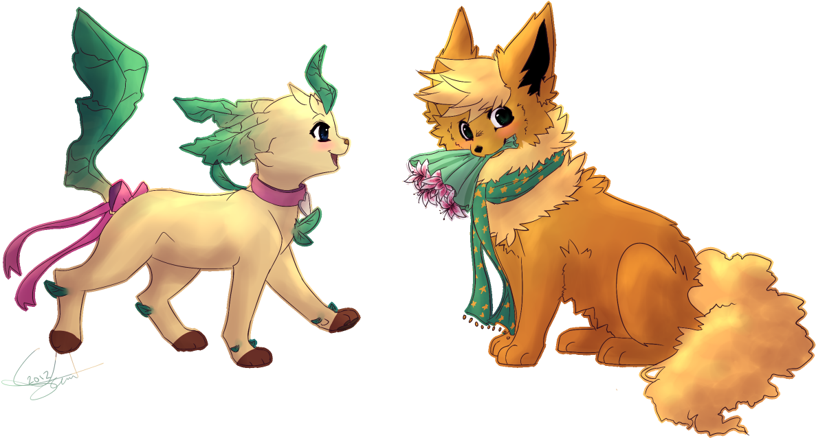 Flareon X Leafeon - Leafeon X Flareon (1224x681), Png Download