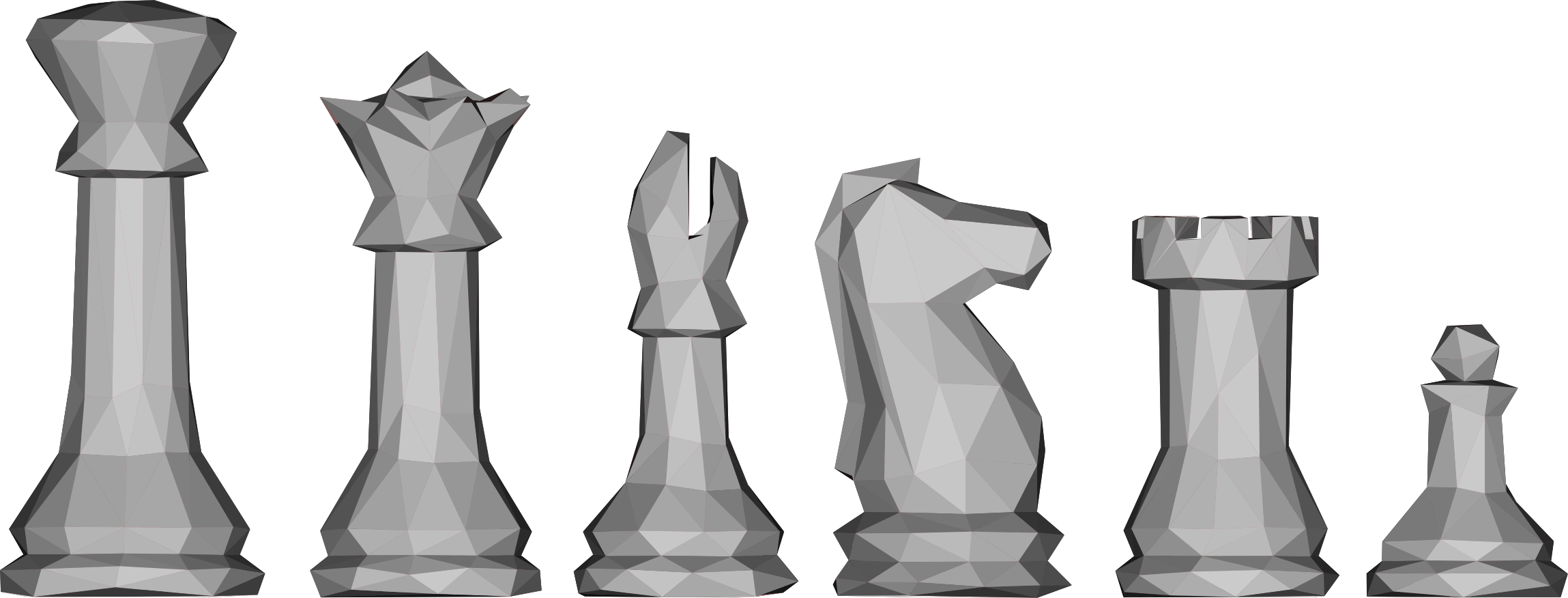 Chess Clipart Chess Game - Low Poly Chess (2298x876), Png Download