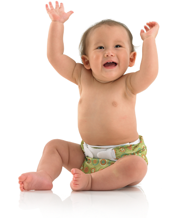 How To Fold A Prefold Diaper - Baby In Diaper Png (356x454), Png Download