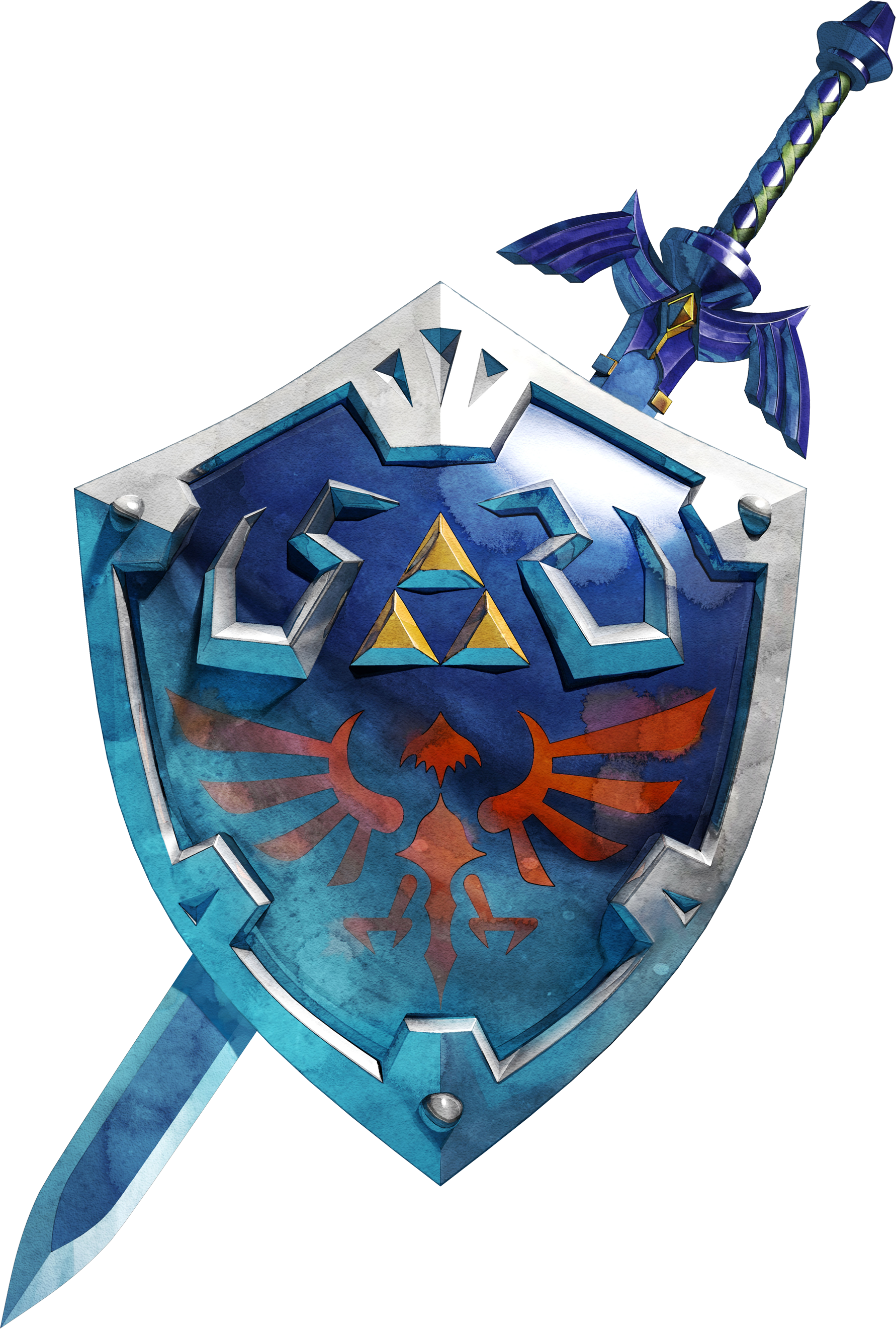 Download Png - Master Sword And Hylian Shield Breath (1782x2642), Png Download