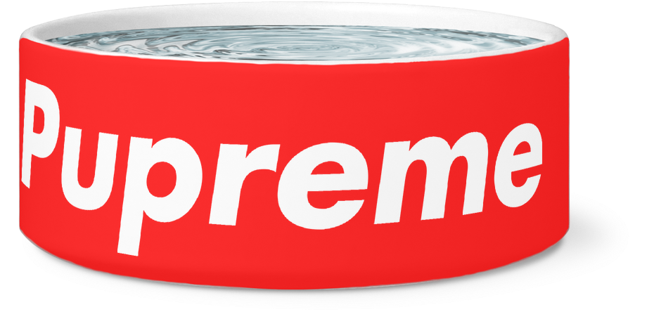 Pupreme Dog Bowl - Hipster Pup Pug Pattern Ceramic Dog Bowl, Red - 7.5" (1024x1024), Png Download