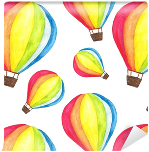 Watercolor Rainbow Hot Air Balloon Seamless Pattern - Hot Air Balloon (400x400), Png Download