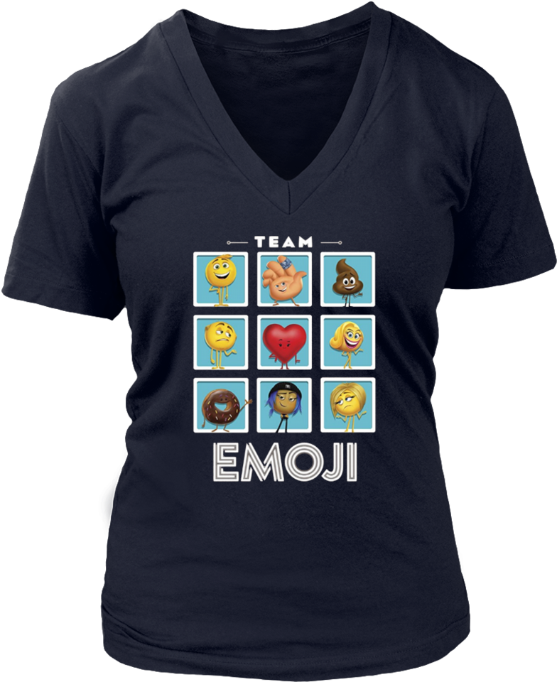 The Emoji Movie Team Emoji Panels Graphic T-shirt - Grab Em By The ... (ladies) - District Womens V-neck (960x960), Png Download