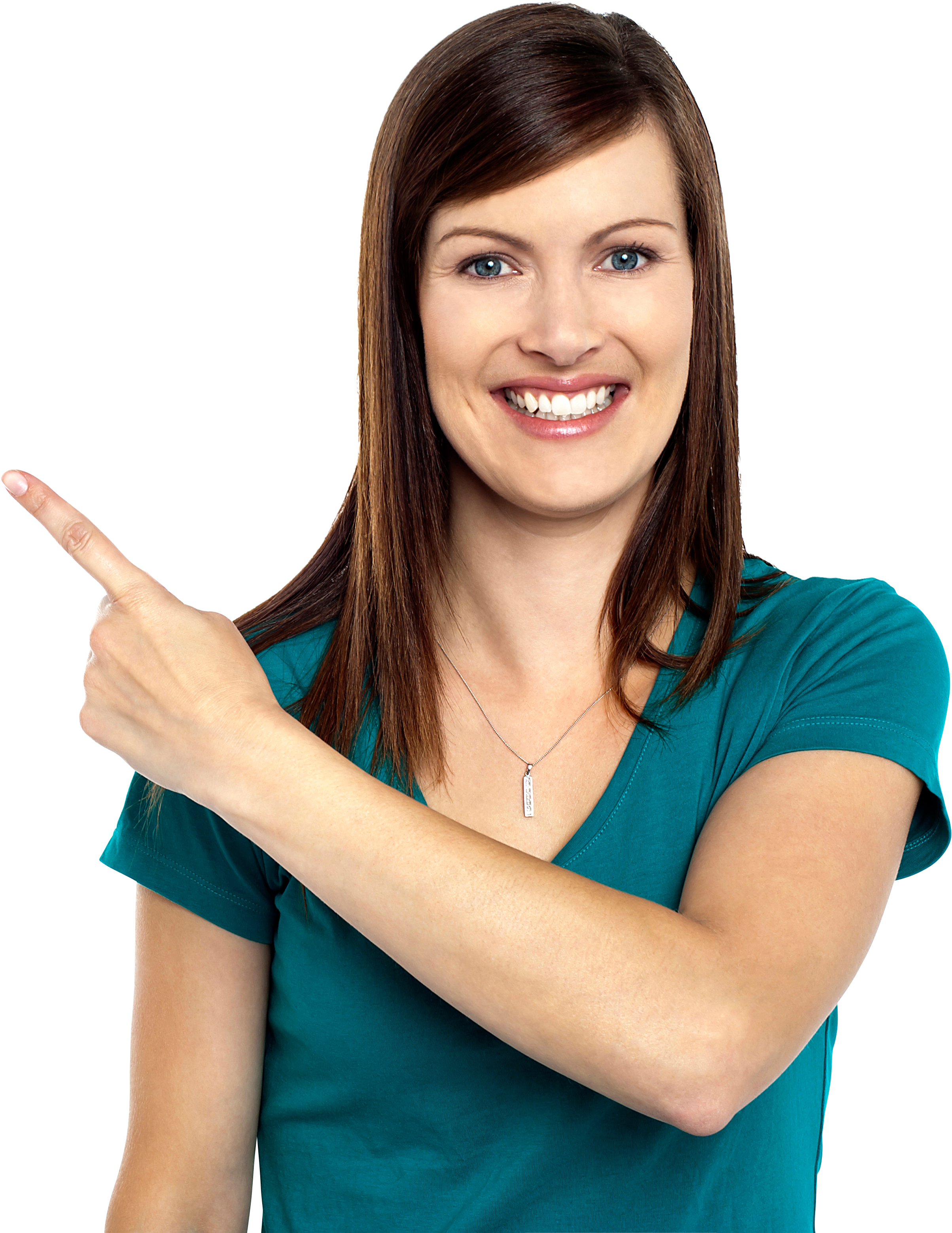 Women Pointing Left Png Image - Girl Pointing Png (4809x3200), Png Download