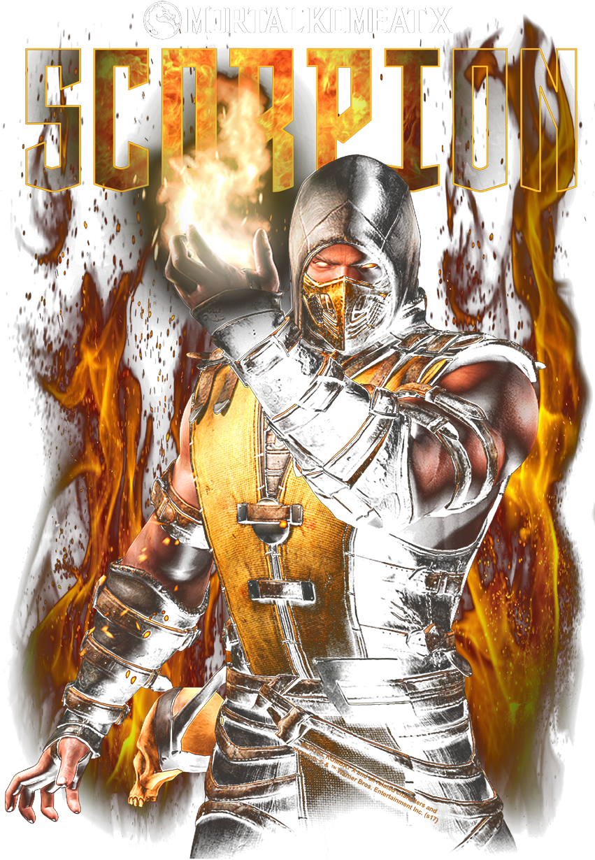 Mortal Kombat Scorpion Men's Ringer T-shirt - Mortal Kombat (850x1296), Png Download