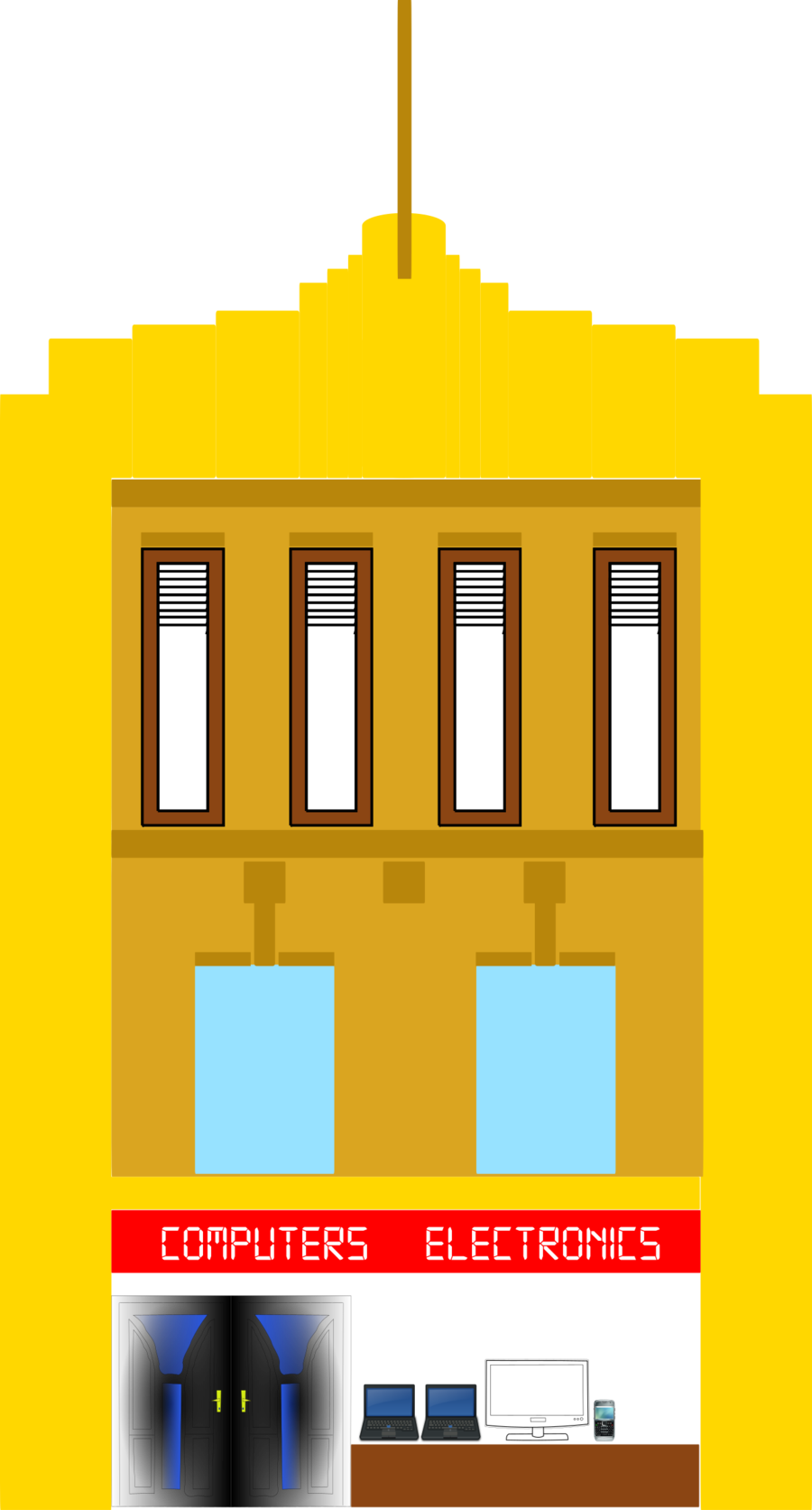 Building Clipart Commercial Building Clip Art - Yellow Building Hd Png (900x1672), Png Download