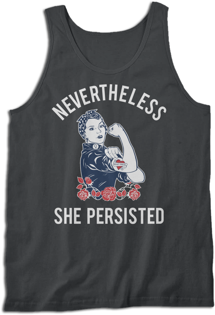 Nevertheless She Persisted Rosie The Riveter T Shirt - Thin Blue Line (900x1089), Png Download