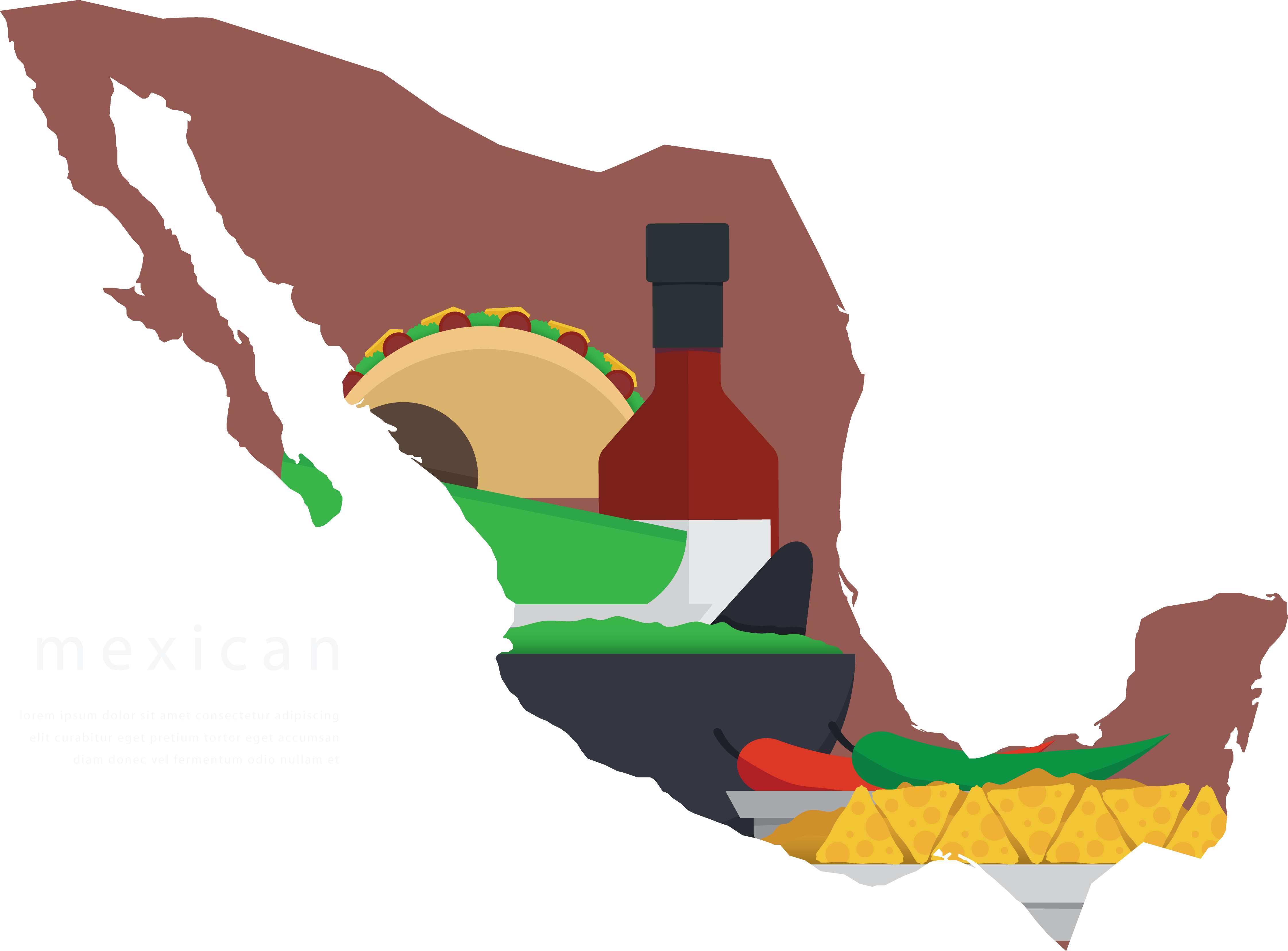 Mexico Silhouette At Getdrawings - Mexican Flag In Country (4485x3310), Png Download