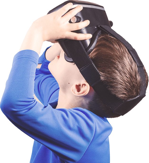 World Beyond The Hospital Room - Kid Using Vr Png (627x687), Png Download