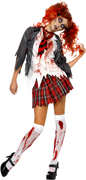Zombie Girl - Zombie High School Girl (290x600), Png Download