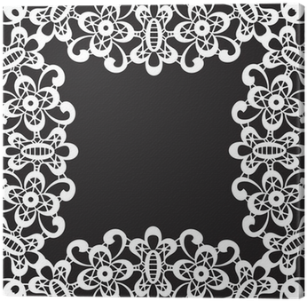 White Lace Frame Isolated On Black Canvas Print • Pixers® - Stock Illustration (400x400), Png Download