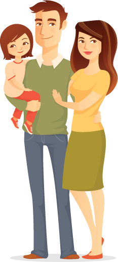 Parents Page Image - Cartoon Young Family (233x517), Png Download