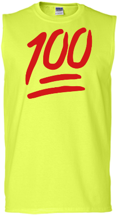 100 Emoji - Sleeveless T-shirt - Super Sale - 100 Percent Emoji - Silver Glass Pendant (400x500), Png Download