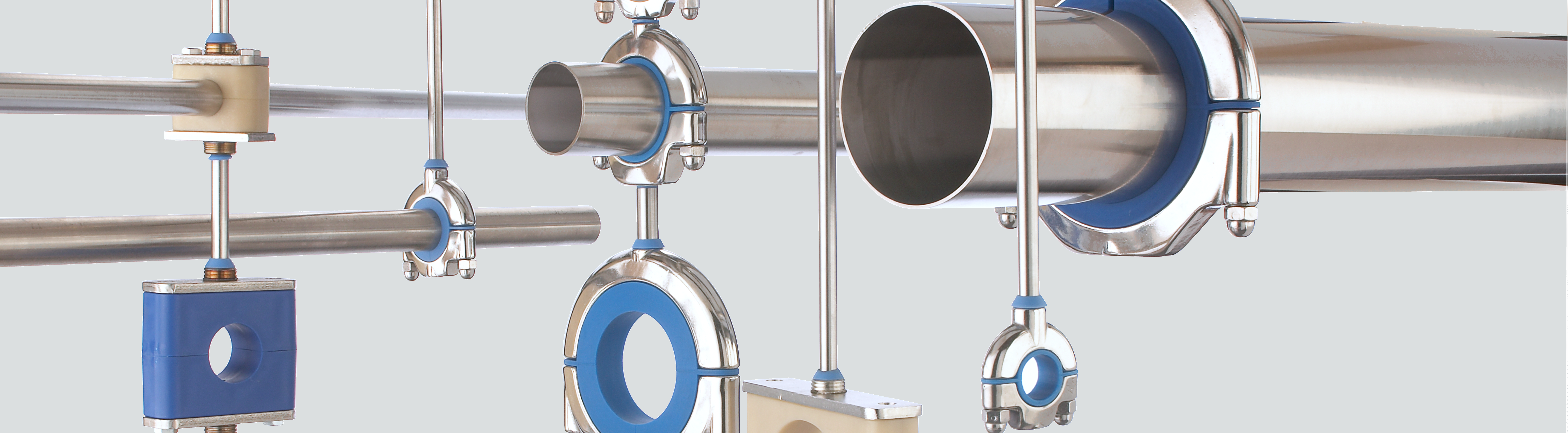Stauff Stainless Steel Hygienic Support Systems Were - Pipe Supports (9190x2536), Png Download