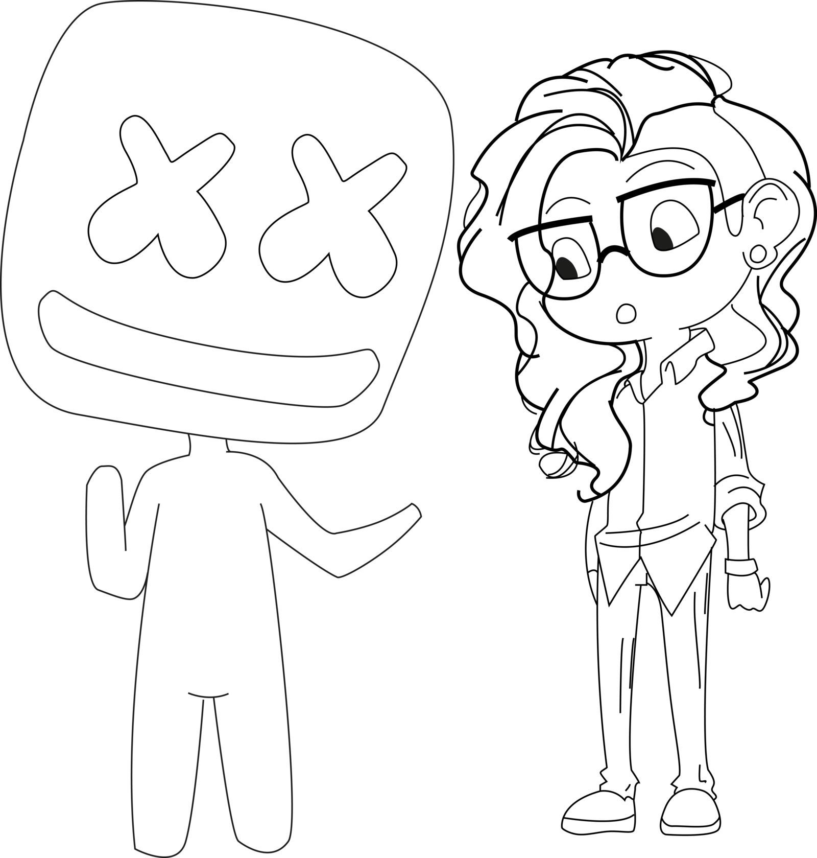 Ice Cream [ Skrillex And Marshmello Chibi ] By Itachiuchihahd - Marshmello Drawing And Skrillex (1600x1679), Png Download