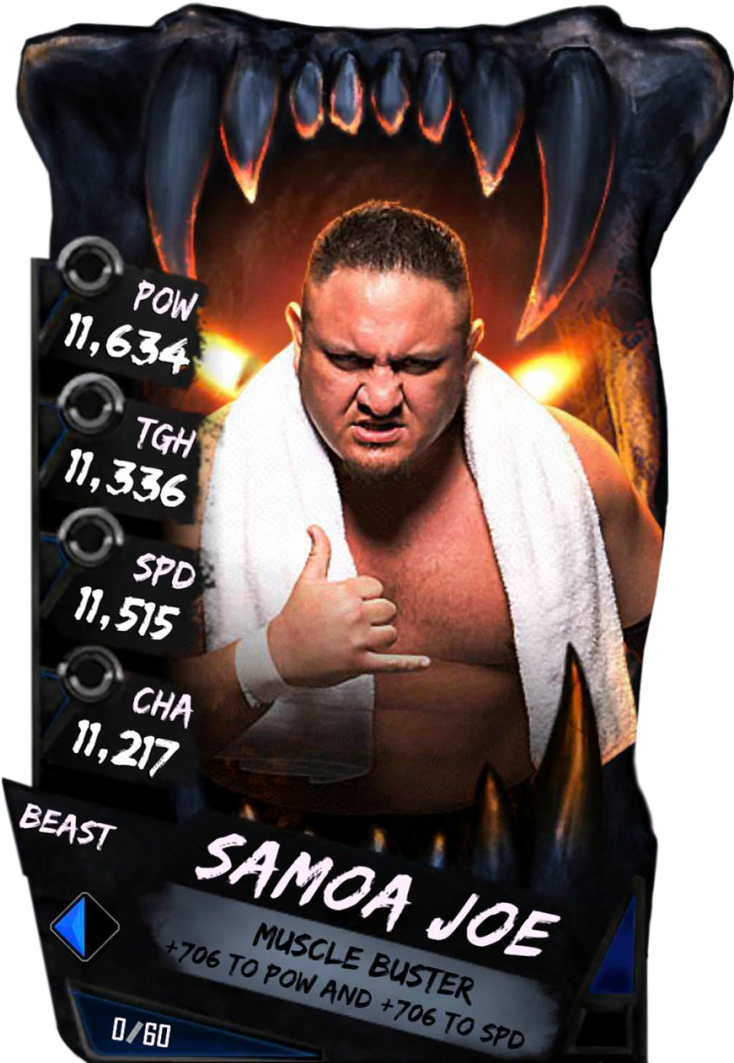 Samoajoe S4 16 Beast - Wwe Supercard Beast Cards (733x1158), Png Download