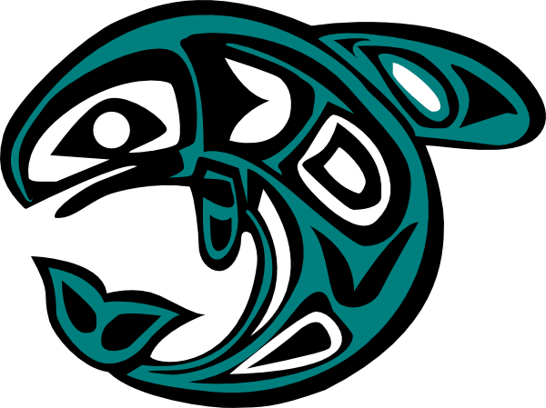 Native American Salmon Symbol - Native American Dolphin Art (600x449), Png Download
