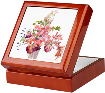 Antique Flowers Keepsake Box Featuring Original Watercolor - Antique Flowers Keepsake Box (350x350), Png Download