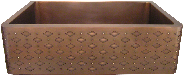 Copper Diamond Rivet Apron Front Single Basin Farmhouse - Sinks (700x350), Png Download