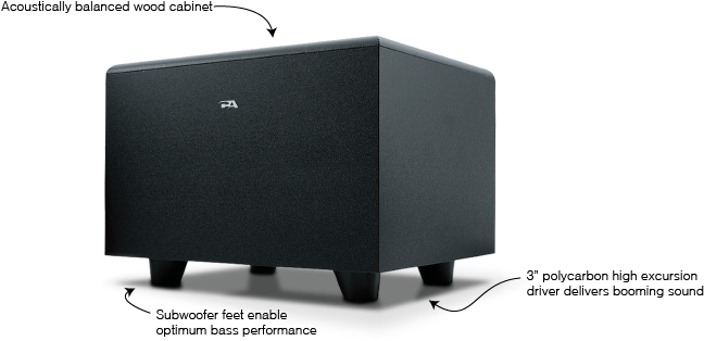 Housed In An Acoustically Tuned Wood Cabinet, The Subwoofer - Cyber Acoustics 2.1 Powered Speaker System With Subwoofer (728x799), Png Download