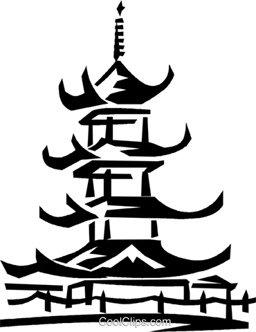 Asian Temple - Japanese Vector Temple Png (370x480), Png Download