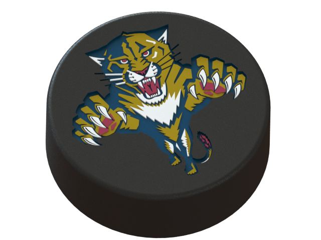 Florida Panthers Logo Puck - Florida Panthers Logo Hockey Sport Art 32x24 Print (640x480), Png Download