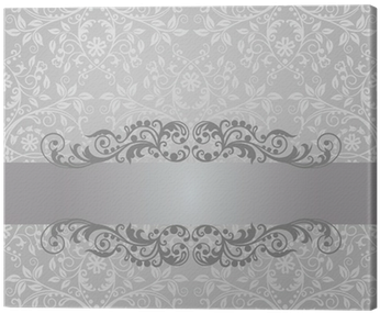 Seamless Silver Foliage Wallpaper And Vintage Banner - White And Silver Glitter Background (400x400), Png Download