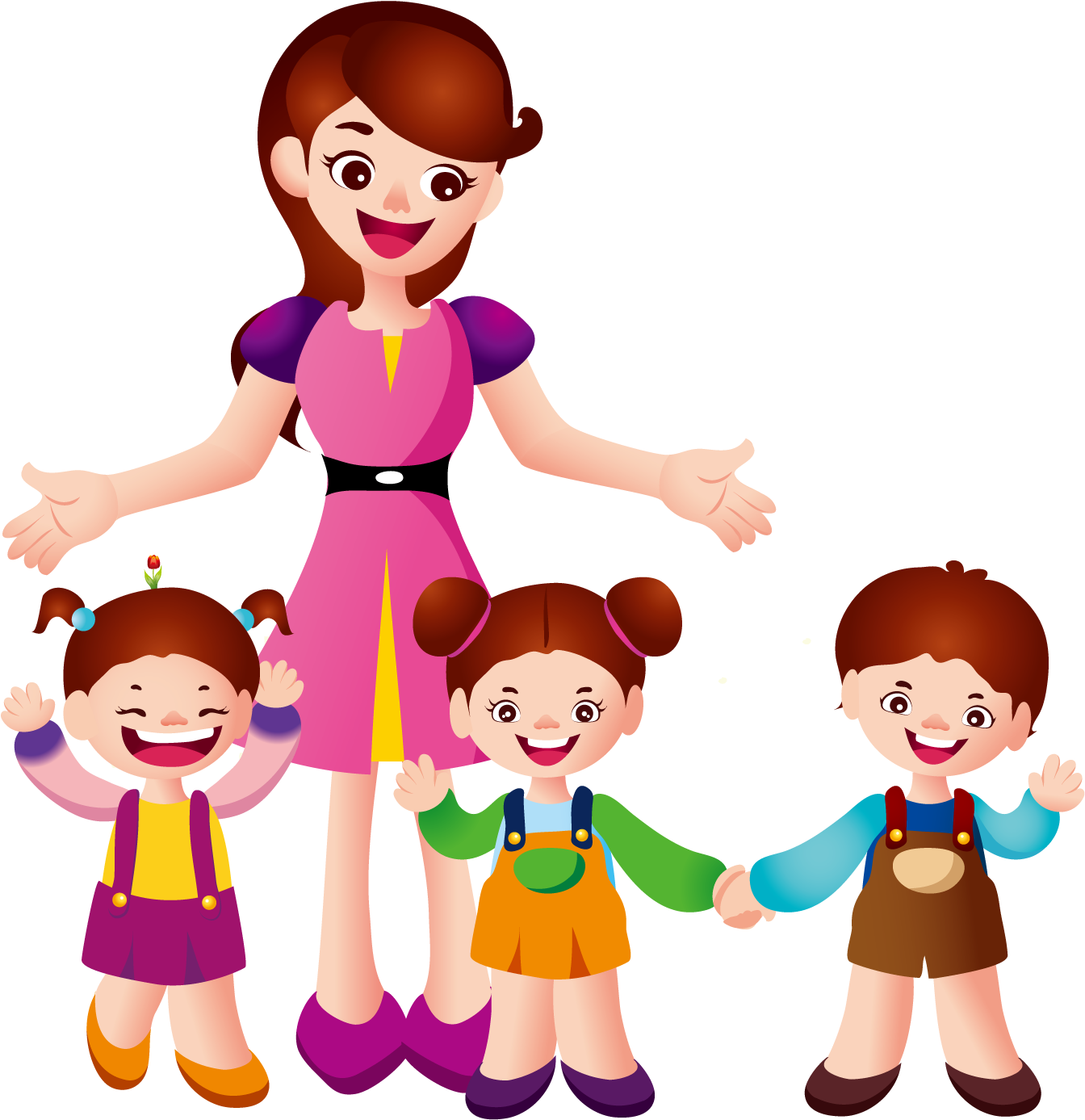 Male Clipart Old Male Teacher - Teacher And Students Cartoon (1500x1500), Png Download