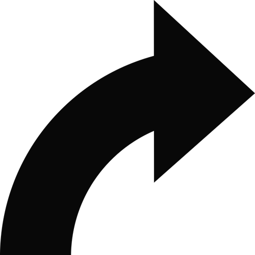 Siyah Ok Png - 90 Degree Curved Arrow (500x500), Png Download