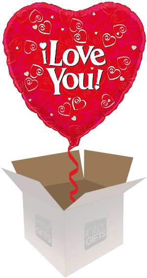 I Love You With Red Hearts - Love You 18 Inch Foil Balloon (568x568), Png Download