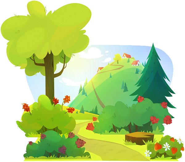 Cartoon Forest Png - Bosque Con Plantas Dibujos (600x523), Png Download