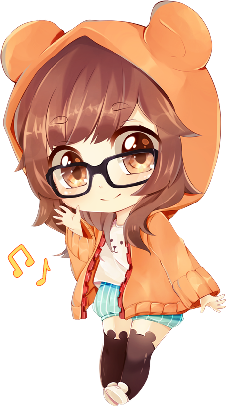 Bamboo Drawing Chibi - Nerd Cute Chibi Girl (500x830), Png Download
