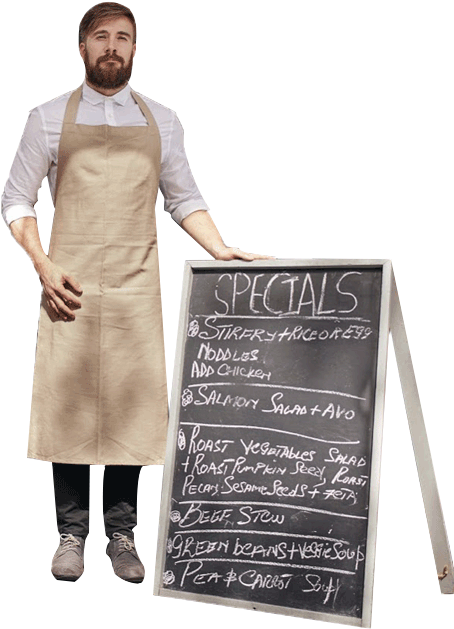 Barista With Sign - Teacher (562x703), Png Download