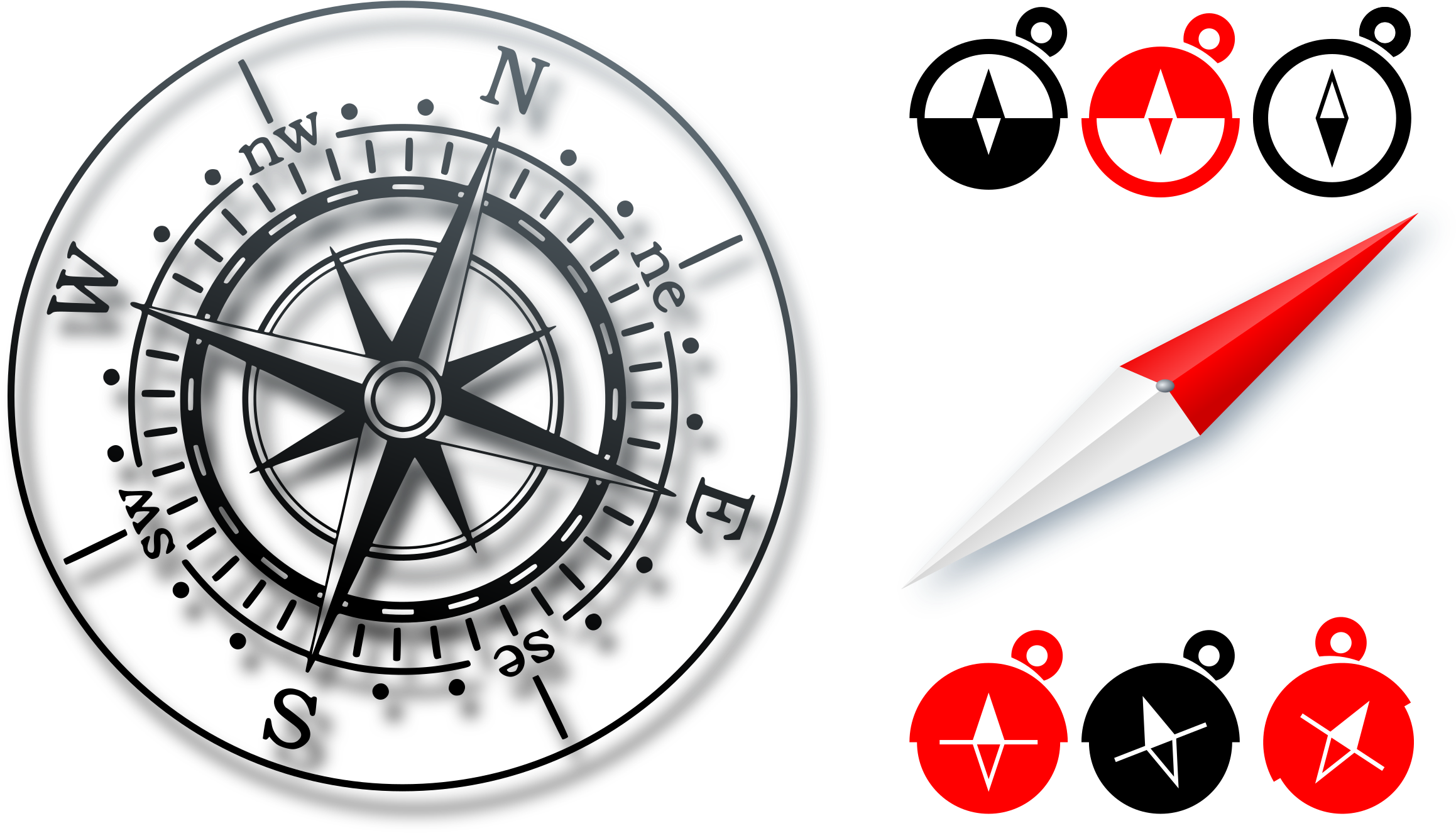 Various Icons Png Free - Blue Compass (2400x1382), Png Download