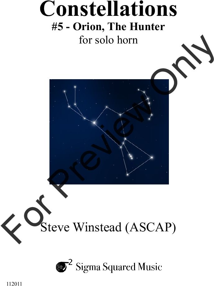 Constellations - Constellations: #5 - Orion, The Hunter - Sheet Music (816x1056), Png Download