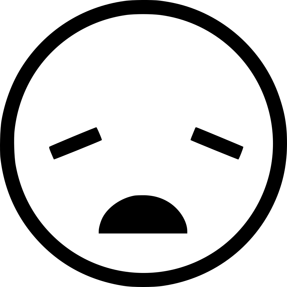 Png File - Emoticon Tired Black And White (980x980), Png Download